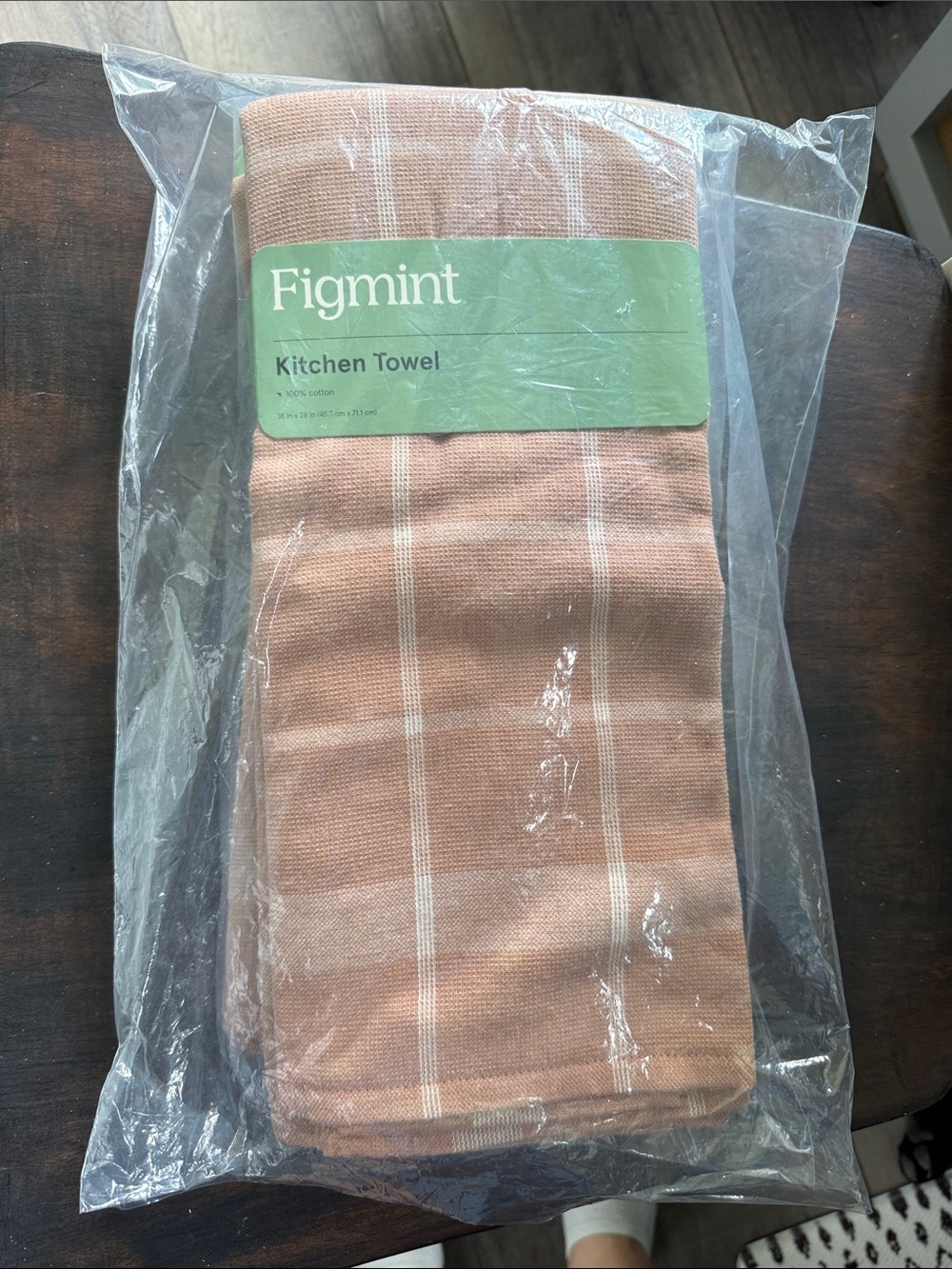 Figmint Peach Striped Kitchen Towel x4